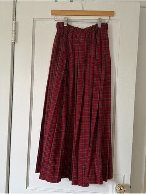 Marisa Christina Red and Green Plaid Maxi Skirt